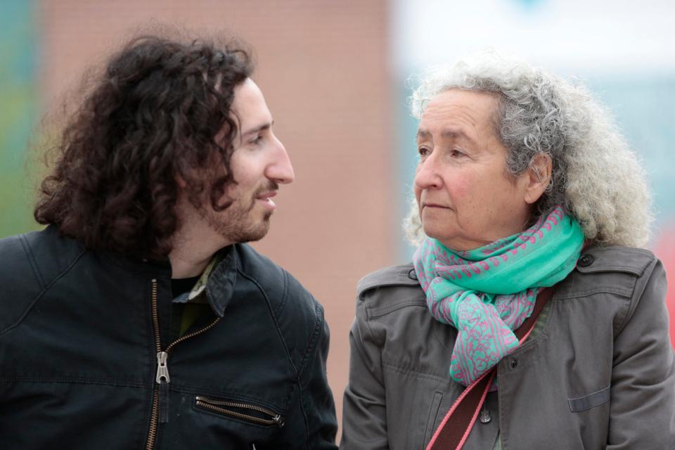 Nora Guthrie with her son, musician Cole Rotante, in Tulsa, Oklahoma in 2013. (Credit: Brett Deering/WireImage)