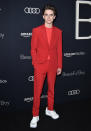 Wearing an all-red Louis Vuitton outfit. <em>[Photo: Getty]</em>