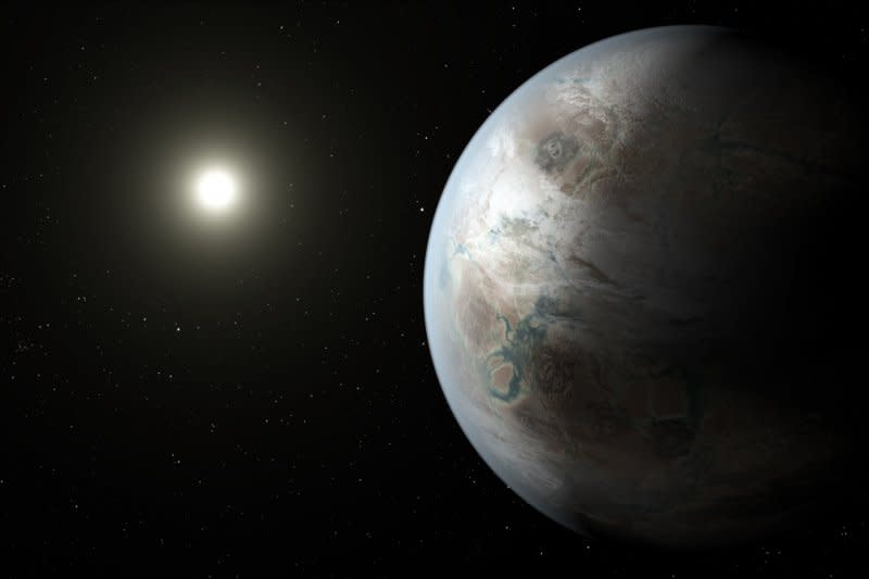 行星Kepler-452b（右）與其恆星Kepler-452的想像圖。(美聯社)