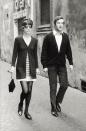 <p>Audrey Hepburn and husband Andrea Dotti walk the streets of Rome in 1970. </p>