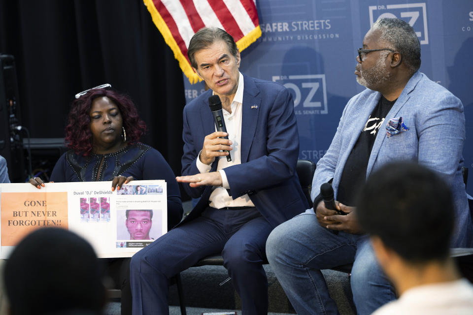 FILE—Mehmet Oz, a Republican candidate for U.S. Senate in Pennsylvania, speaks at House of Glory Philly CDC in Philadelphia, in this file photo from Sept. 19, 2022. Black voters are at the center of an increasingly competitive battle in a race that could tilt control of the Senate between Oz and Democrat John Fetterman, as Democrats try to harness outrage over the Supreme Court's abortion decision and Republicans tap the national playbook to focus on rising crime in cities. (AP Photo/Ryan Collerd, File)