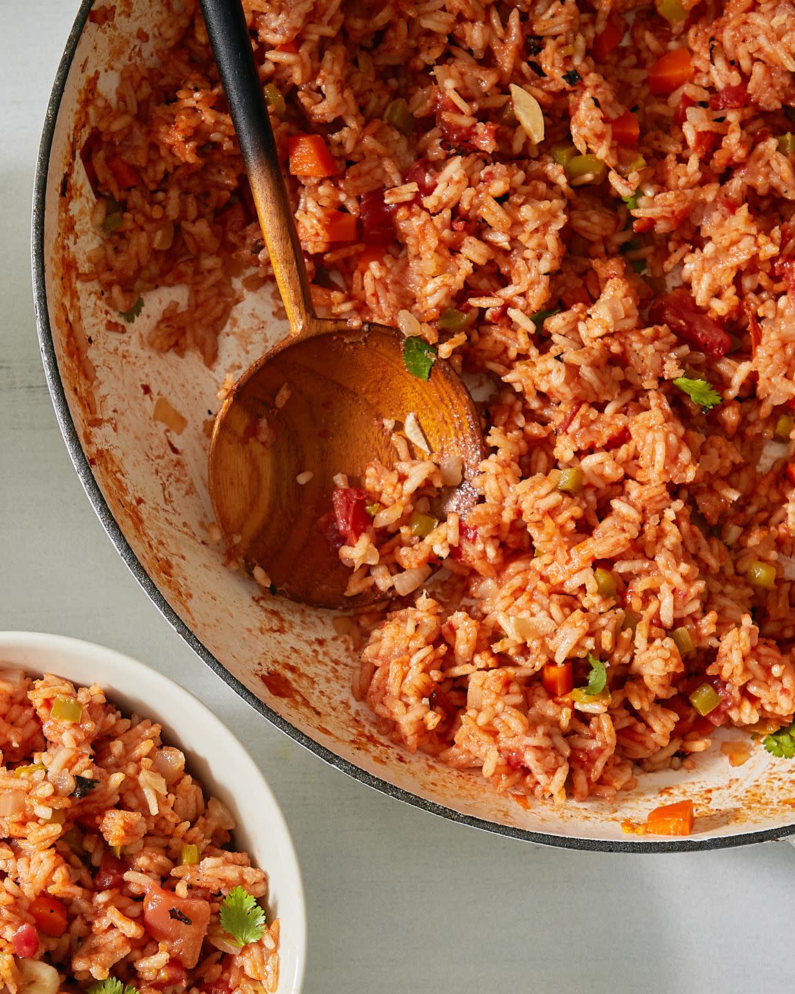 mexican rice with tomatoes, onion and fresh cilantro