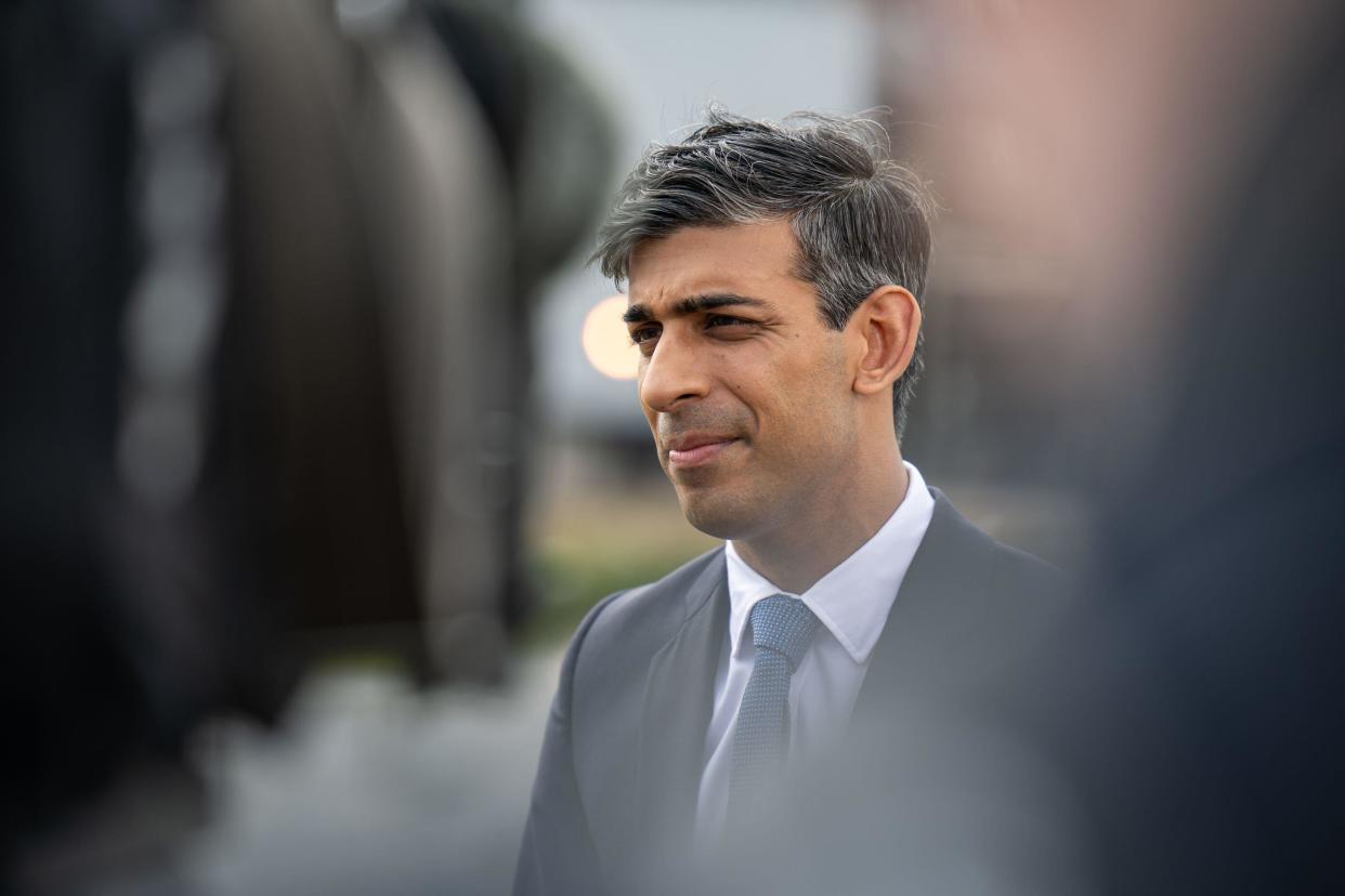 Prime Minister Rishi Sunak speaking to the media during his visit to Shell St Fergus Gas Plant in Peterhead, Aberdeenshire, for the announcement of further measures to protect the UK's long-term energy security. Picture date: Monday July 31, 2023.