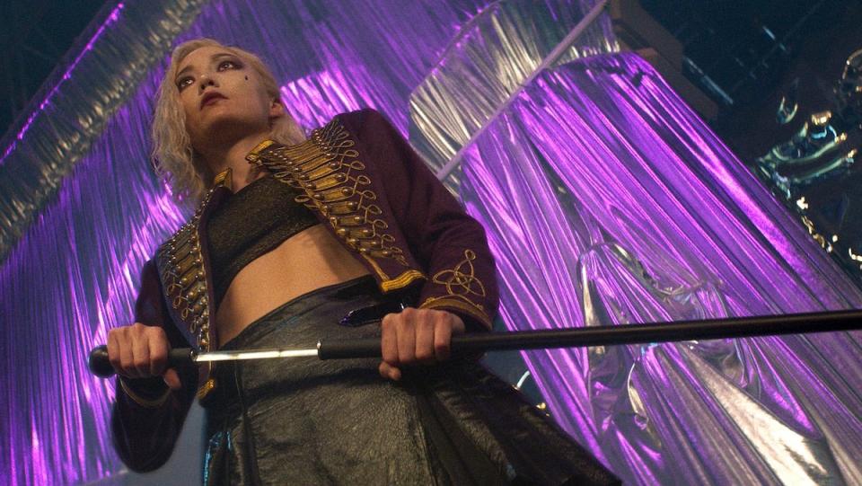 A woman with white makeup holds a katana sword on her hip in Mission: Impossible - Dead Reckoning Part One