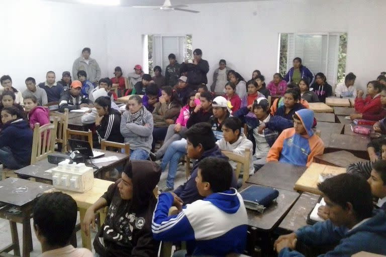 Una clase en Escuela Cacique Francisco Supaz antes de la cuarentena