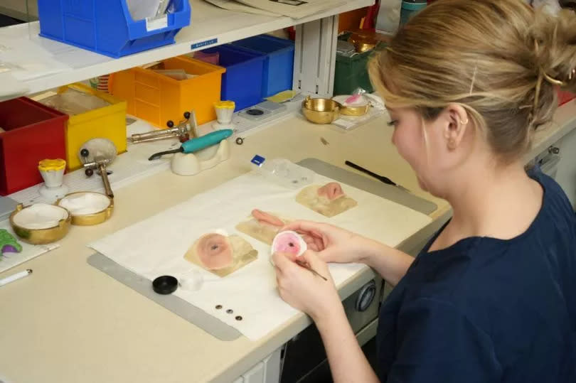 Danielle modelling a prosthetic eye