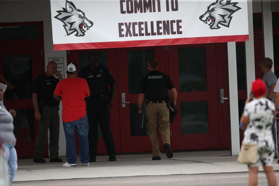 Students and parents reunite at South Fort Myers High School after a threat of a gun was called in Friday afternoon. Lee County SheriffÕs Office declared that there was no active shooter after officers searched the school. It was declared a ÒswattingÓ incident.  