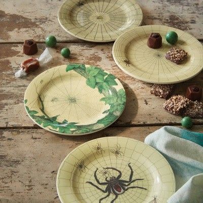 7) 4pc Itsy Bitsy Bites Spider Web Print Appetizer Plates - John Derian for Threshold™