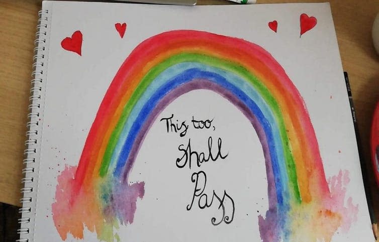 <span class="caption">Audrey painted this rainbow to help her feel better.</span> <span class="attribution"><span class="license">Author provided</span></span>