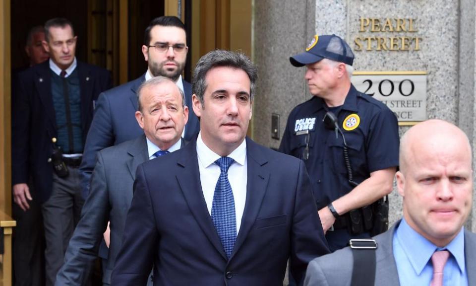 Michael Cohen leaves court in New York City on Wednesday.