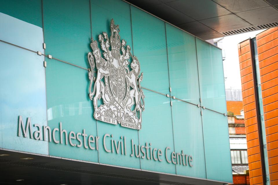 The entrance of Manchester Civil Justice centre.