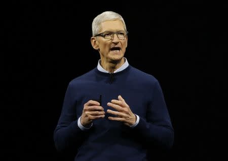 Tim Cook, CEO, speaks during Apple's annual world wide developer conference (WWDC) in San Jose, California, U.S. June 5, 2017. REUTERS/Stephen Lam