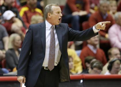 Texas coach Rick Barnes yells to his players during a game against Iowa State. (AP)