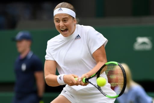Latvia's Jelena Ostapenko is in her first Wimbledon semi-final