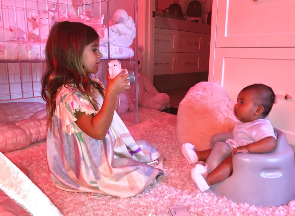 Say 'cheese!' The paparazzi already can't get enough of baby True — including her older cousin Penelope, who directed her in an adorable photo shoot using a Polaroid camera. "These are the moments I've been waiting for!!!" Khloe captioned <a href="https://www.instagram.com/p/BmgbyVkFs8Z/" rel="nofollow noopener" target="_blank" data-ylk="slk:an Instagram post;elm:context_link;itc:0;sec:content-canvas" class="link ">an Instagram post</a> of the photos Penelope took. "P is an incredible photographer! And True is a very good baby model lol (she sort of had no choice)," she added. 