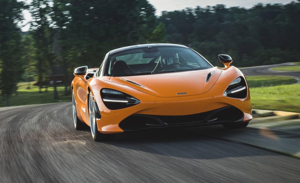 <p>Horsepower: 710; Weight: 3158 lb; Price as tested: $376,465</p><p>Were the McLaren 650S a blisteringly fast but distant greyhound and the 570S a golden-retriever puppy eager to wag its tail in every corner, then the 720S would be what you’d get from selective breeding. With 710 horsepower, this McLaren hit 171.1 mph on the front straight, an all-time Lightning Lap record. <a rel="nofollow noopener" href="https://www.caranddriver.com/features/2018-mclaren-720s-lightning-lap-2018" target="_blank" data-ylk="slk:READ MORE >>;elm:context_link;itc:0;sec:content-canvas" class="link ">READ MORE >></a></p>
