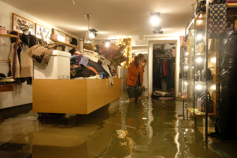 A flooded shop during a night of exceptional high water in Venice, Italy November 13, 2019. REUTERS/Manuel Silvestri