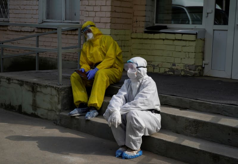 Paramedics carry out their duties amid the coronavirus disease outbreak in Tver