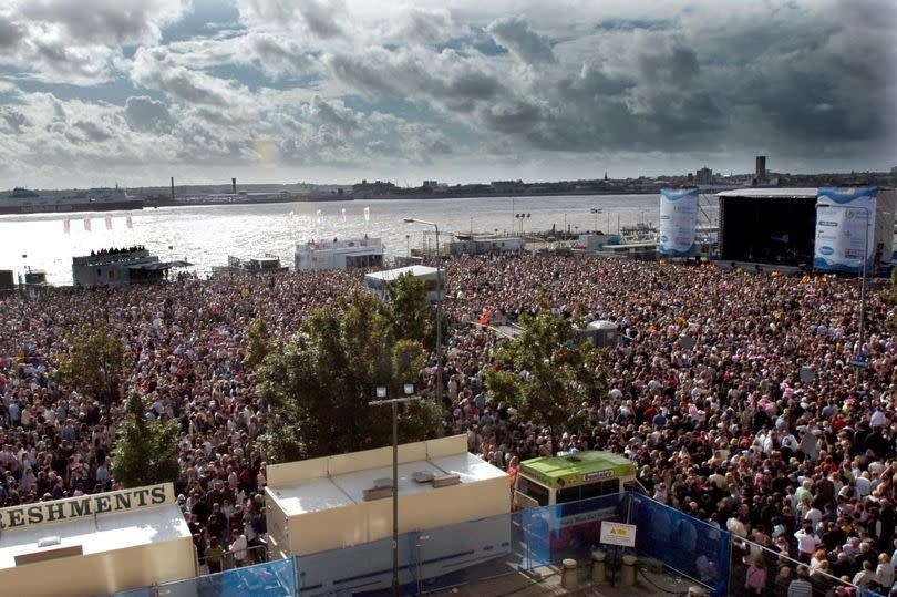 Mass crowds at Liverpool Pier Head Main Stage during the Mathew Street Music Festival in 2006