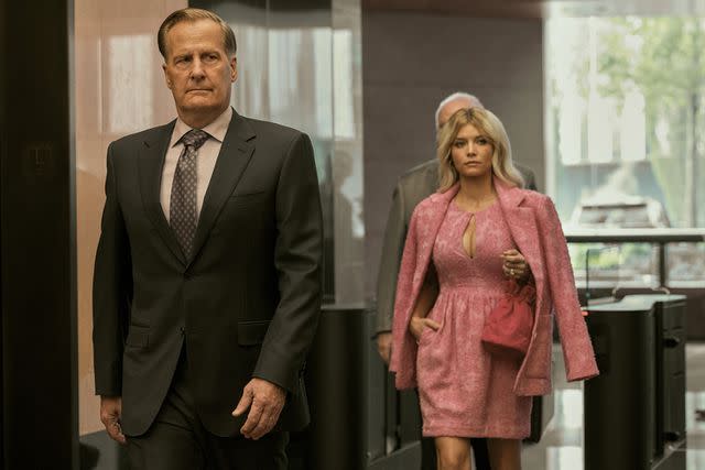 <p>Mark Hill/Netflix </p> Jeff Daniels and Sarah Jones in 'A Man in Full'