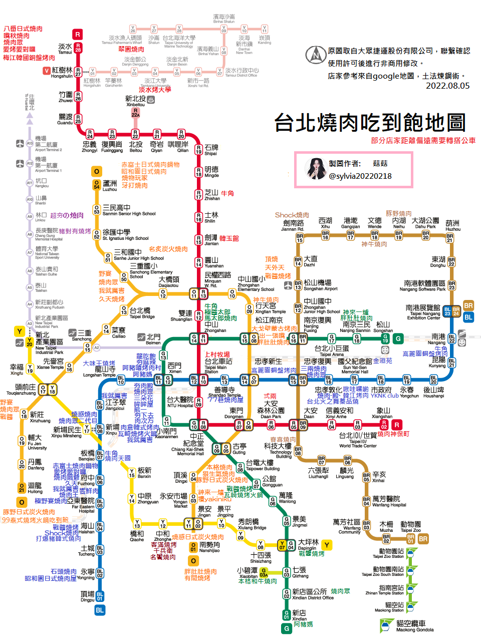 有網友整理出9大「台北捷運美食地圖」。（圖片來源：作者提供）

