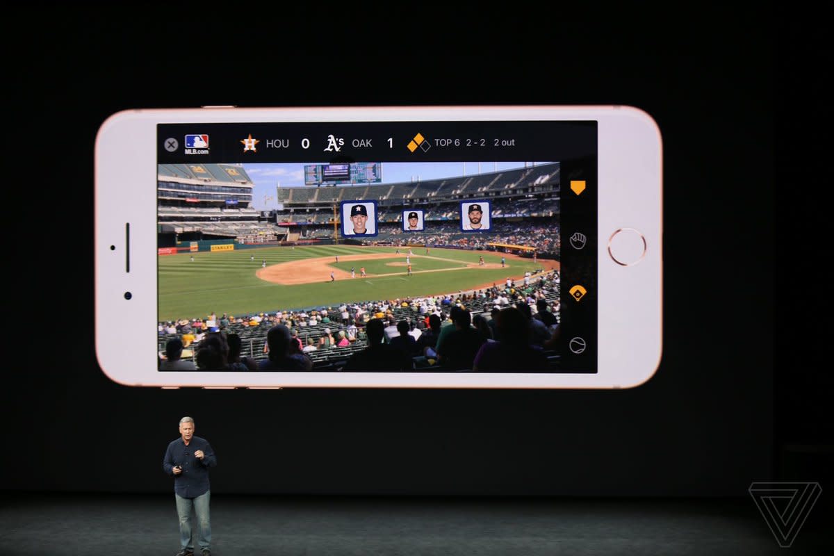 Apple shows off augmented reality feature from MLB Advanced Media. (Apple)