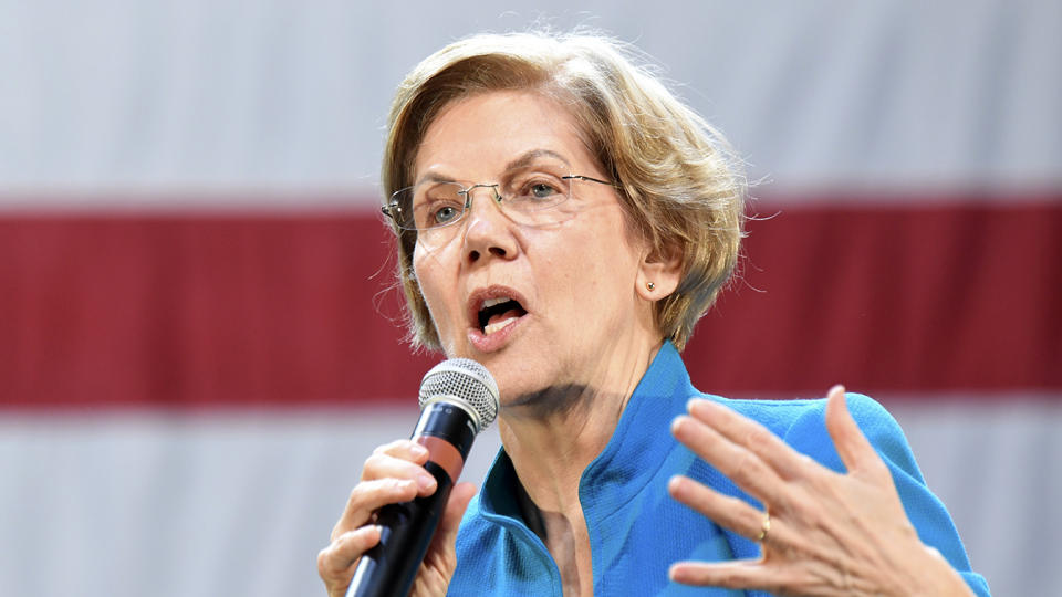 Senator Elizabeth Warren speaks during a campaign event at Kings Theatre in New York City. (Photo: Ron Adar/Echoes Wire/Barcroft Media via Getty Images)