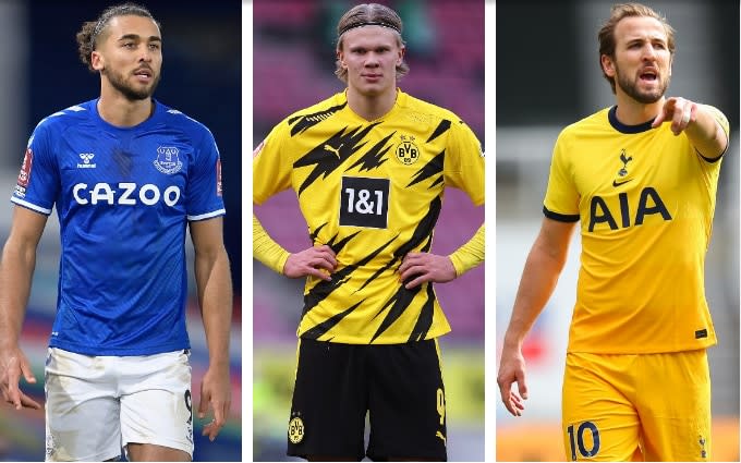 Dominic Calvert Lewin, Erling Haaland and Harry Kane  - GETTY IMAGES