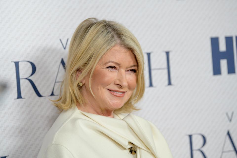 Martha Stewart smiling in a white top