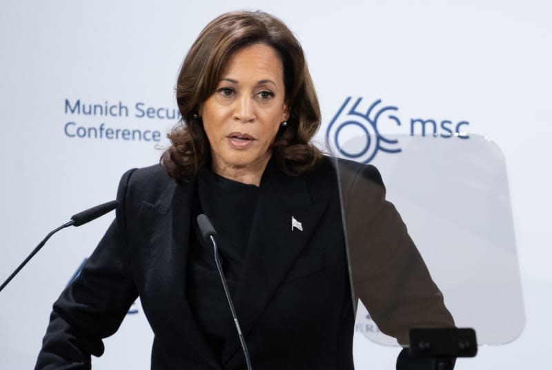 US Vice President Kamala Harris speaks at the Munich Security Conference. Sven Hoppe/dpa