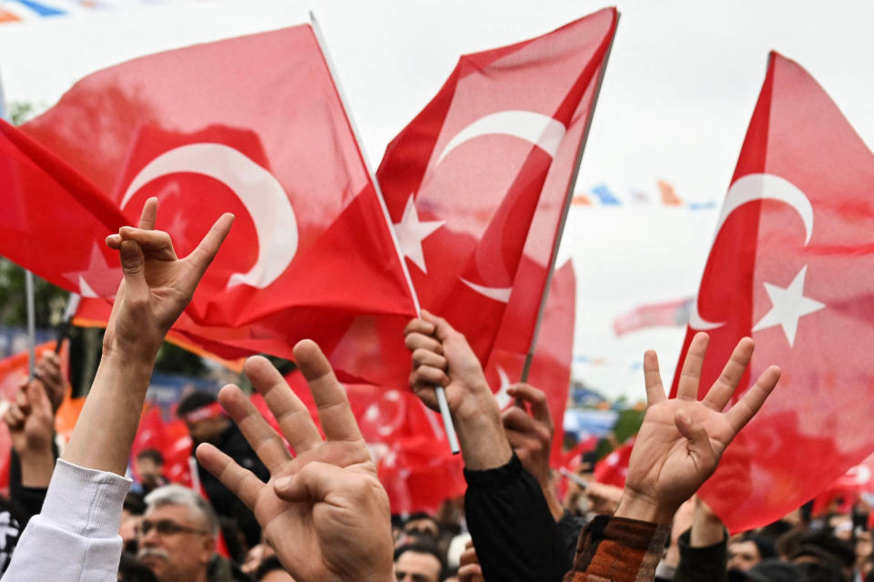 Turkish President Recep Tayyip Erdogan prepared to meet his hardcore supporters on May 12, 2023 to showcase enduring strength in the face of his toughest election challenge of his two-decade rule.  (Ozan Kose / AFP - Getty Images)