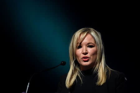 Sinn Fein's Michelle O'Neill speaks at a Sinn Fein conference on Irish Unity in Dublin, Ireland January 21, 2017. REUTERS/Clodagh Kilcoyne