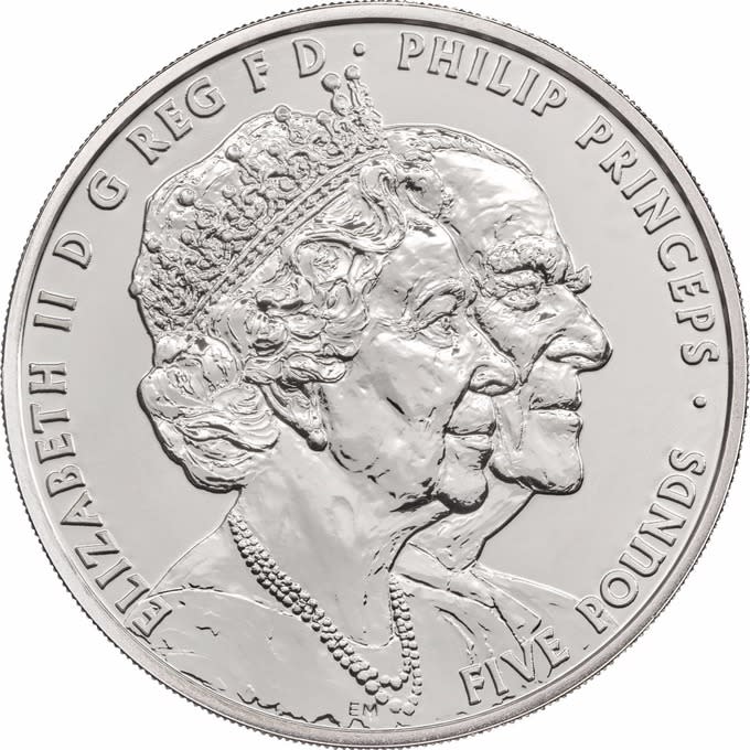 The new £5 coin to mark the Queen and Prince Philip’s 70th wedding anniversary (Royal Mint/PA)