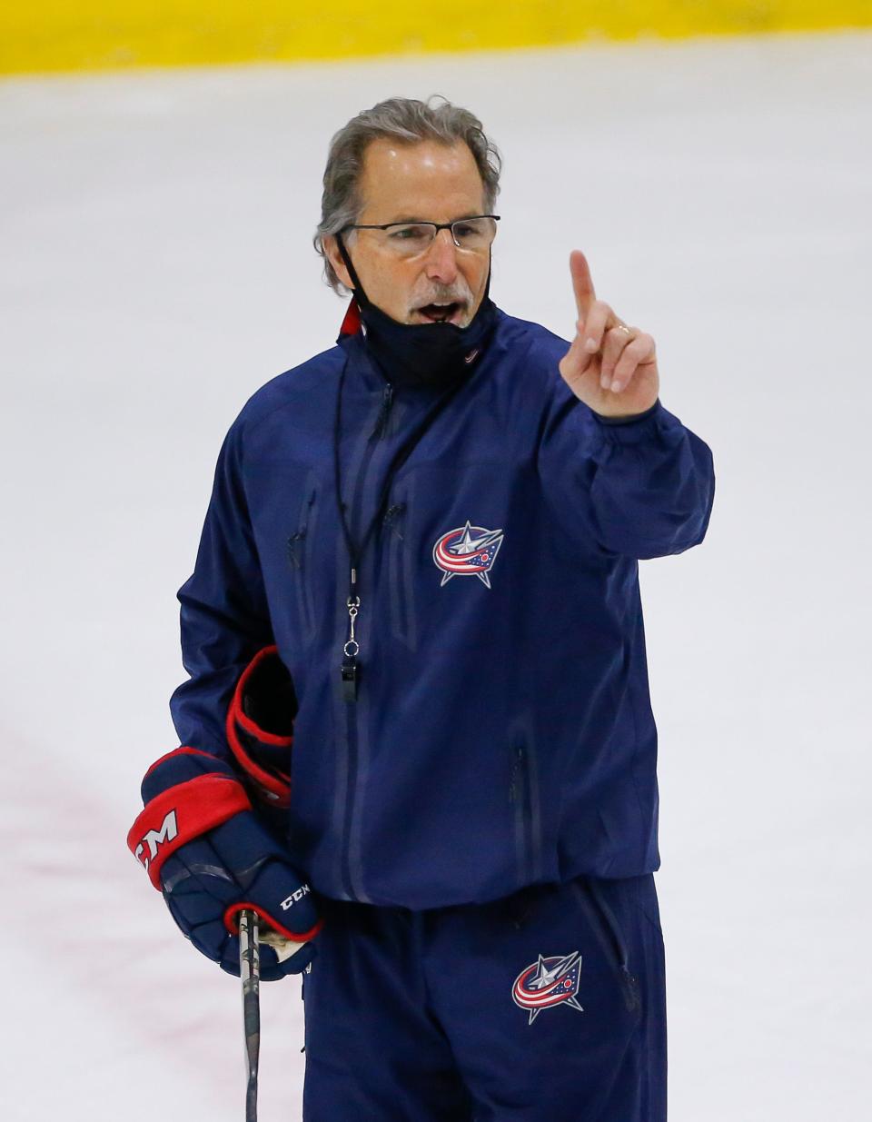 Columbus Blue Jackets head coach John Tortorella leads the first day of NHL training camp at the Ice Haus in Columbus on Monday, Jan. 4, 2021. 