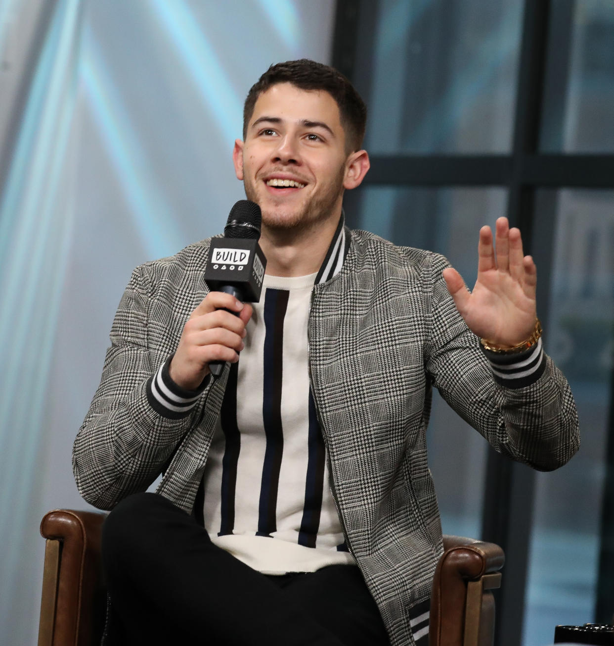 Nick Jonas stopped off to talk about recent projects and the upcoming wedding plans of his brother Joe Jonas. (Photo: Getty Images)