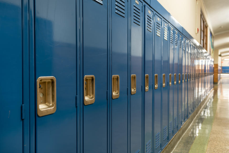 A row of school lockers