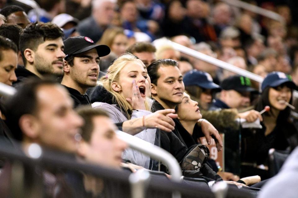 Sophie Turner and Joe Jonas at the Rangers game | Kostas Lymperopoulos/CSM/REX/Shutterstock