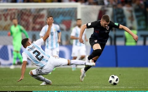 Gabriel Mercado makes sure there is no way through for Ante Rebic - Credit: Clive Brunskill/Getty Images