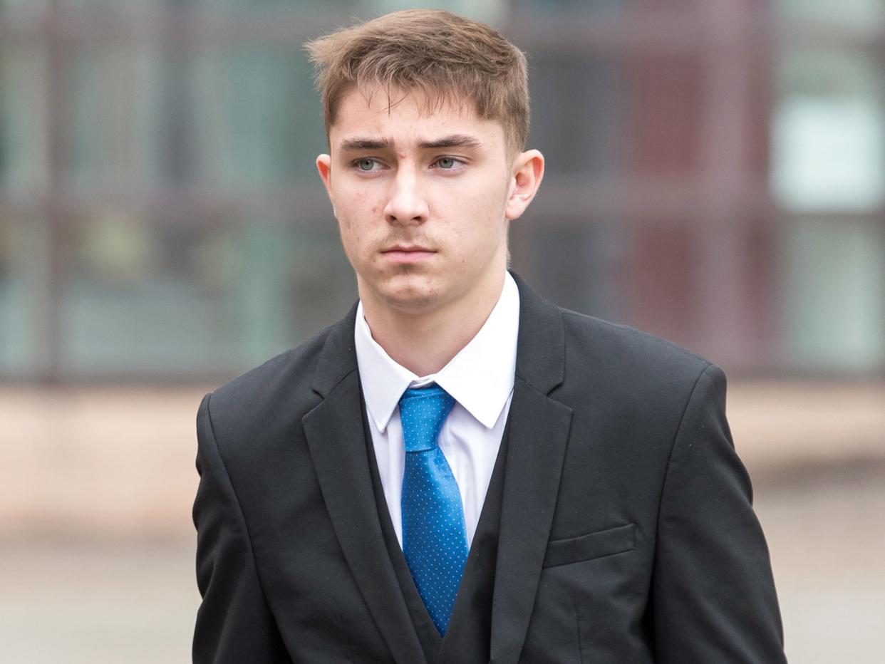 Joe Tivnan 19, leaves Nottingham Magistrates' Court, where he pleaded guilty to racially or religiously aggravated harassment: PA