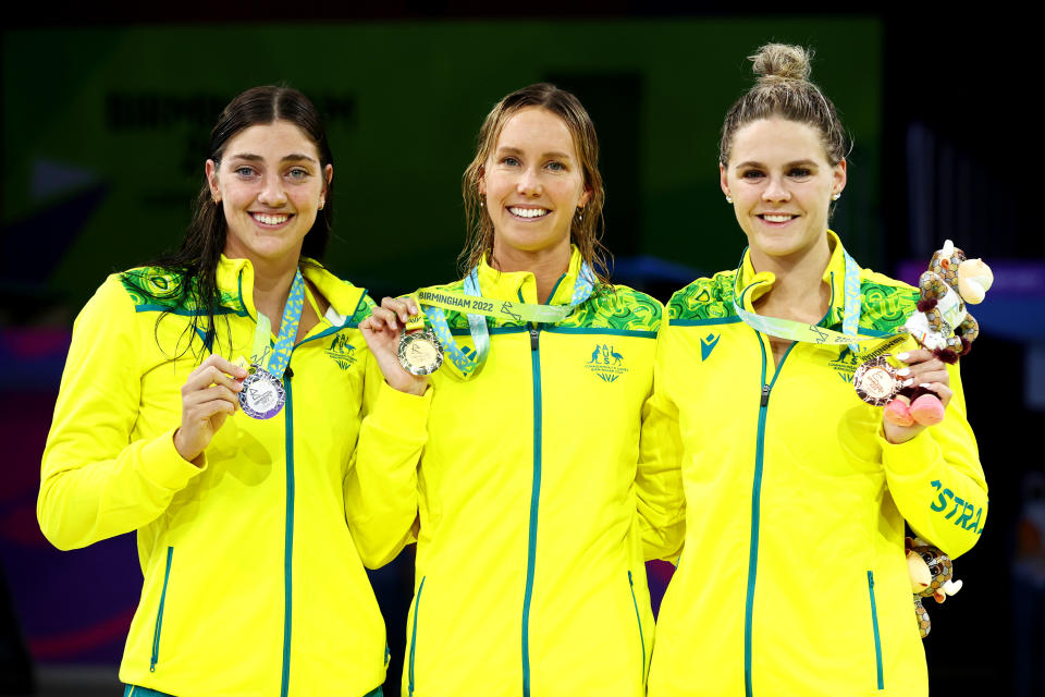 Emma McKeon, pictured here after winning gold in the 50m freestyle at the Commonwealth Games.