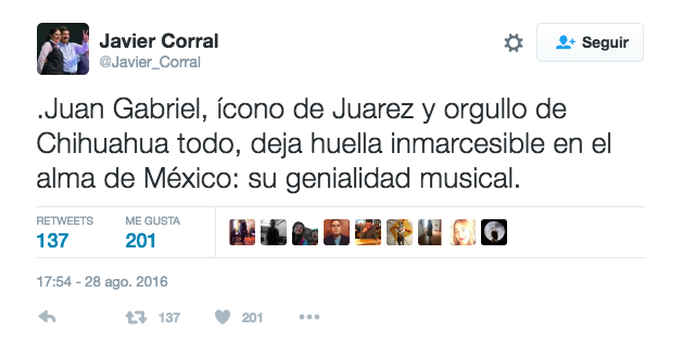 Javier Corral, gobernador electo de Chihuahua / Imagen tomada de Twitter