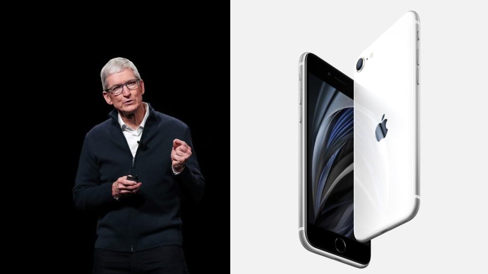 Apple CEO Tim Cook and new iPhone SE