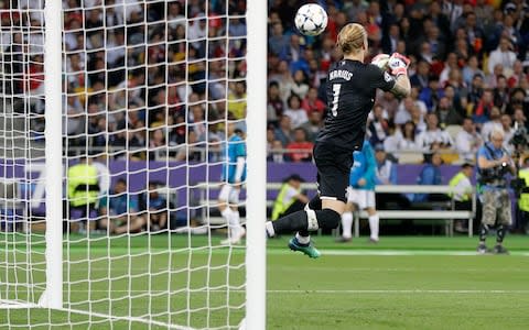 Karius helps Gareth Bale score his second - Credit: Sergei Grits/AP