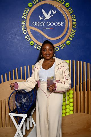 <p>David Dow for AP (Courtesy of Grey Goose vodka)</p> Quinta Brunson at the 2023 US open women's final