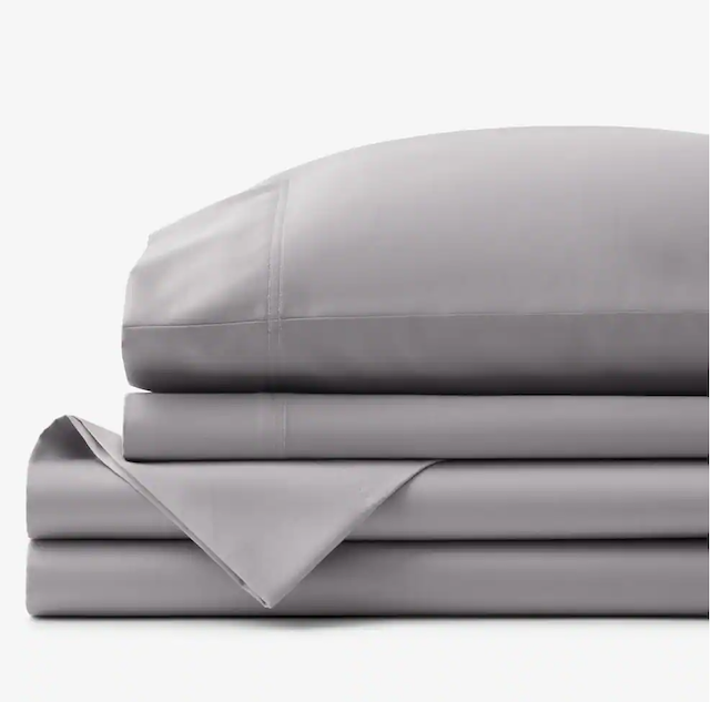 The Company Store Legends Hotel Supima Cotton Wrinkle-Free 4-Piece Silver Sateen King Sheet Set