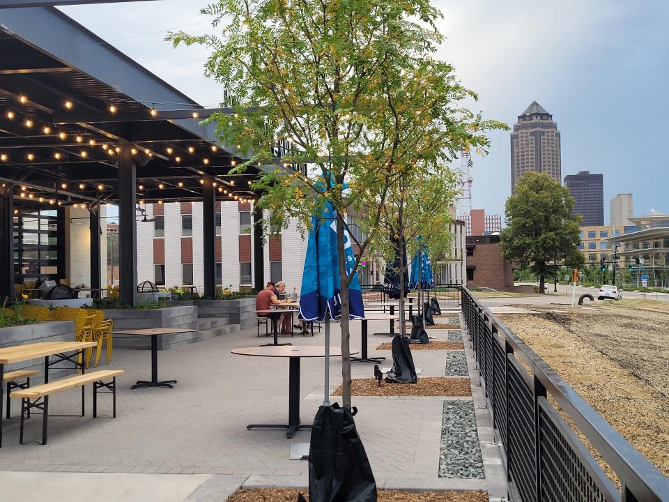 A look at the patio outside the new Big Grove Brewery & Taproom in Des Moines.