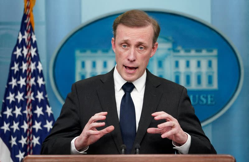 FILE PHOTO: Jake Sullivan speaks at a press briefing at the White House in Washington