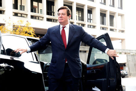 Paul Manafort, former campaign manager for U.S. President Donald Trump arrives for a bond hearing at U.S. District Court in Washington