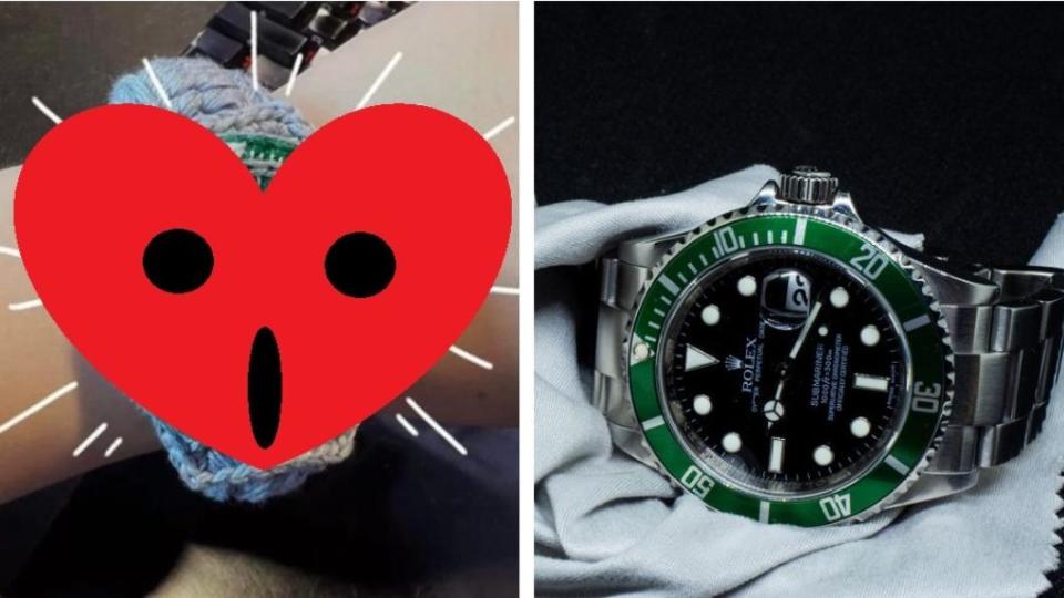 （圖左）網友自製手錶「綠毛鬼」。（圖／翻攝自爆廢公社、shutterstock 達志影像）