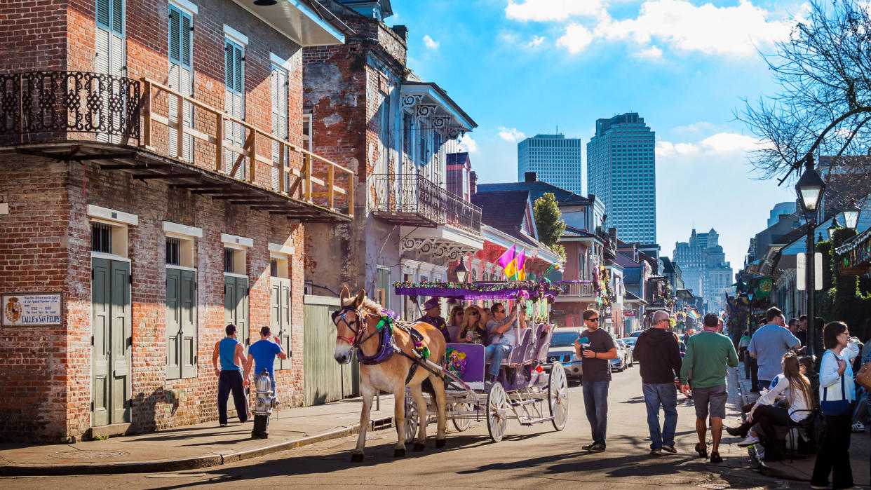 tourists in French Quarter in New Orleans Lousisana